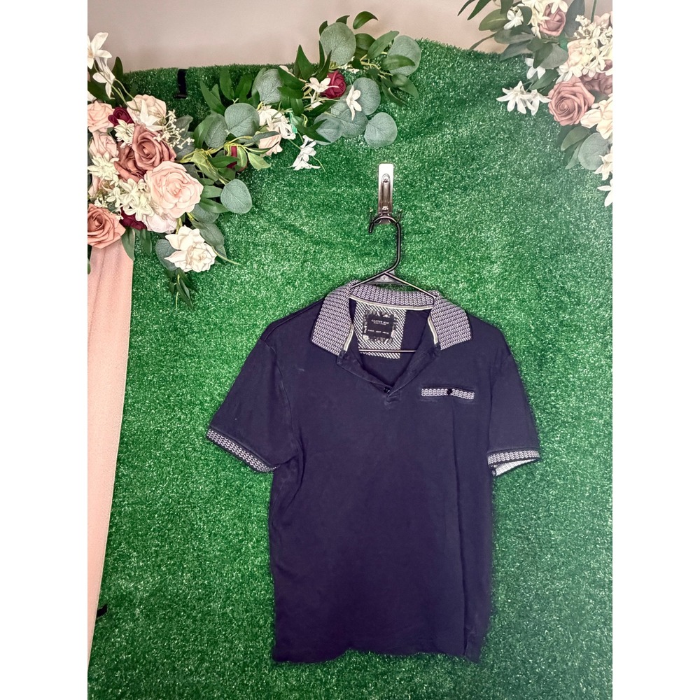 Cactus Man Ricky Singh Black Pattern Trim Polo Shirt Men's Medium 100% Cotton